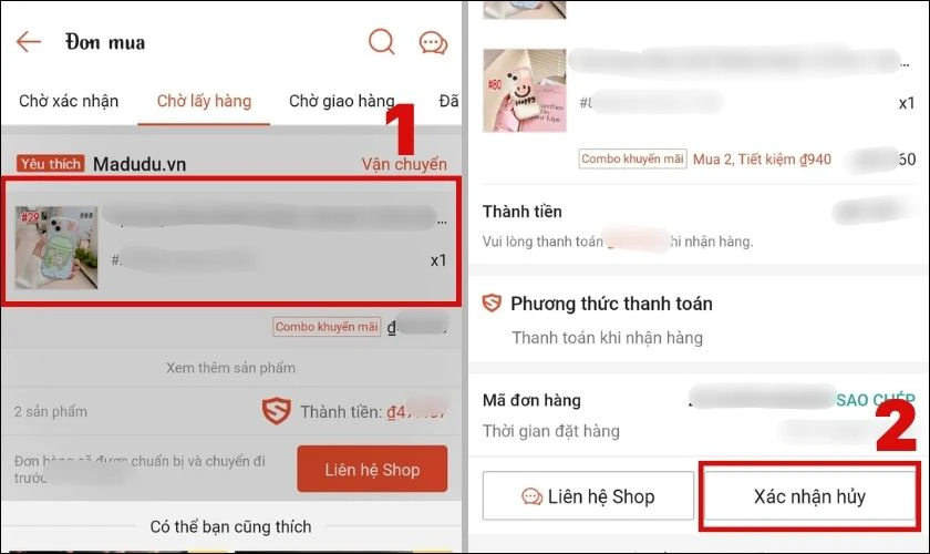 Cách hủy đơn hàng trên shopee khi đang chờ lấy hàng